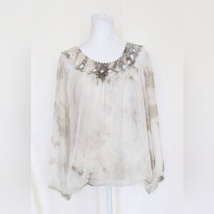 Flora Ashley Long Sleeve Peasant Top Womens Small